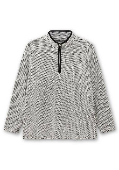 sheego Sweatshirt in Bouclé-Qualität, mit Troyerkragen - ecru gemustert sheego Blitzverkäufe