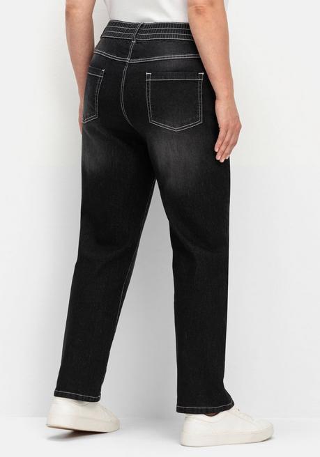 sheego Gerade Jeans mit Rundum-Dehnbund - black Denim sheego Kostenloser Versand