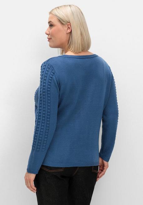 sheego Pullover mit 3D-Strickmuster - jeansblau sheego Fabrik Onlineshop