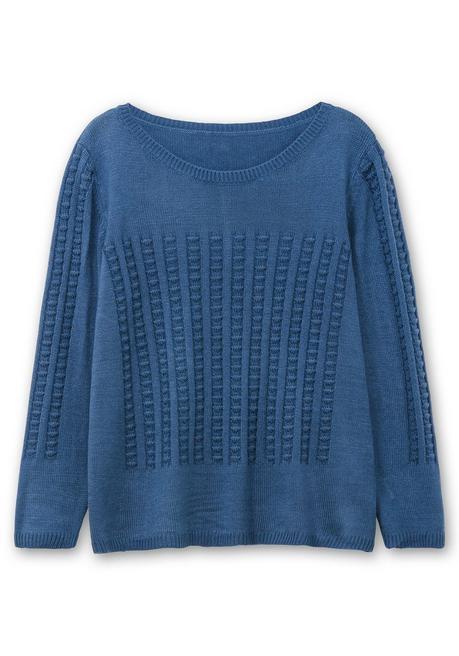 sheego Pullover mit 3D-Strickmuster - jeansblau sheego Fabrik Onlineshop