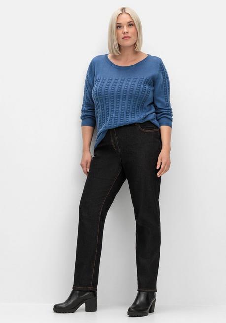 sheego Pullover mit 3D-Strickmuster - jeansblau sheego Fabrik Onlineshop