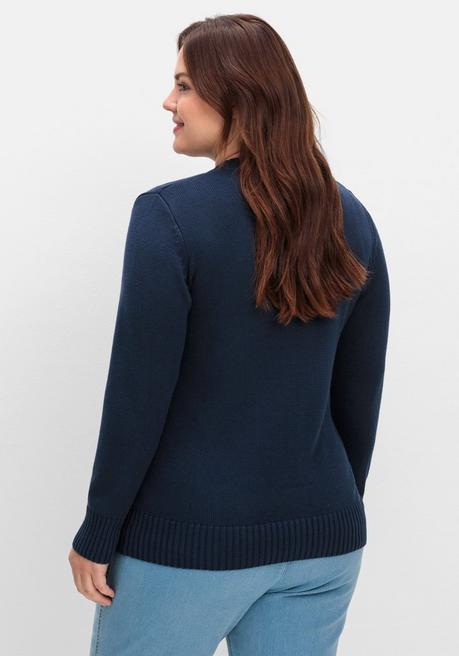 sheego Strickjacke mit V-Ausschnitt und Knöpfen, tailliert - marine sheego Großer Ausverkauf