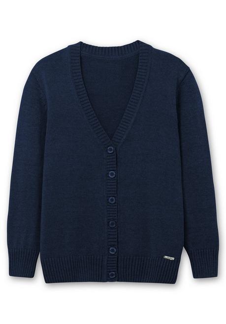 sheego Strickjacke mit V-Ausschnitt und Knöpfen, tailliert - marine sheego Großer Ausverkauf