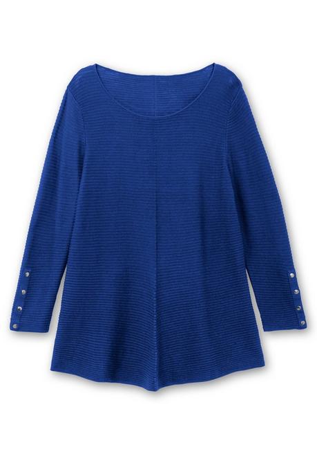 sheego Gerippter Pullover mit spitz zulaufendem Saum - royalblau sheego Exklusivangebot