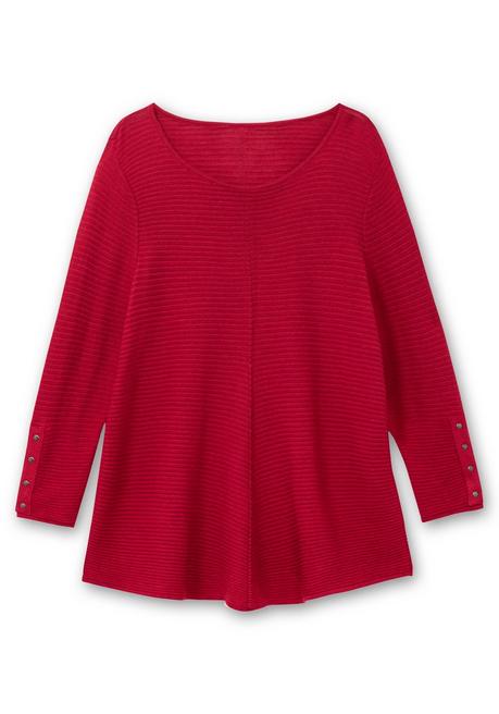 sheego Gerippter Pullover mit spitz zulaufendem Saum - rot sheego Preisnachlass