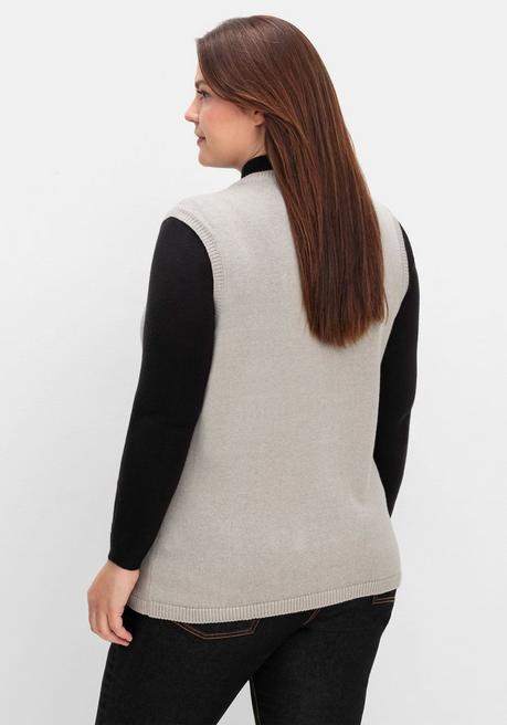 sheego Ärmellose Strickweste mit Reißverschluss - steingrau sheego Saisonschlussverkauf