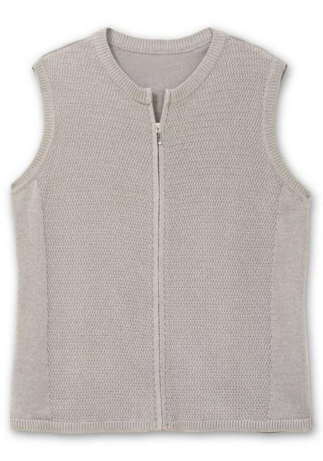 sheego Ärmellose Strickweste mit Reißverschluss - steingrau sheego Saisonschlussverkauf