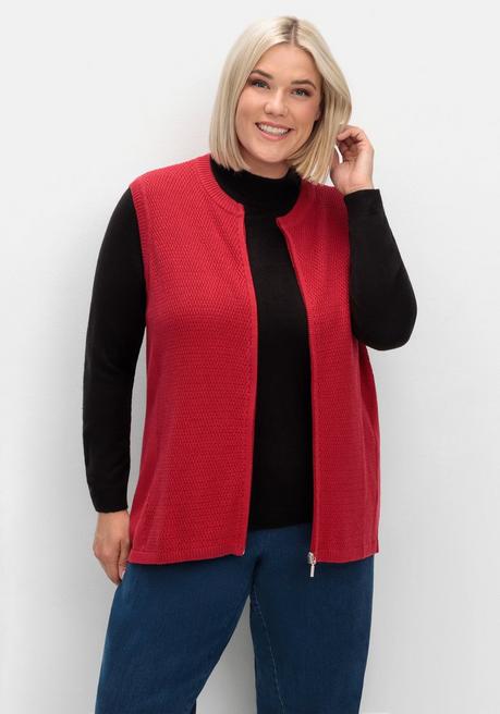 sheego Ärmellose Strickweste mit Reißverschluss - rot sheego Black Friday
