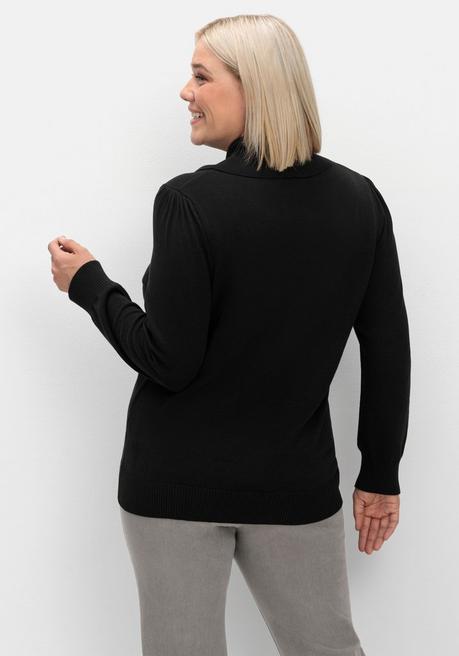 sheego Pullover mit weitem Wasserfall-Rollkragen - schwarz sheego Osterangebot