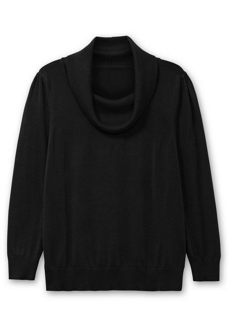 sheego Pullover mit weitem Wasserfall-Rollkragen - schwarz sheego Osterangebot