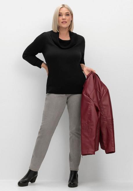 sheego Pullover mit weitem Wasserfall-Rollkragen - schwarz sheego Osterangebot