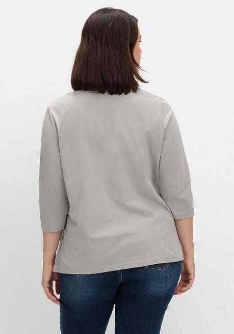 sheego Shirt in 2-in-Optik, mit 3/4-Ärmeln und Glitzerdetail - steingrau sheego Jubiläumsangebot