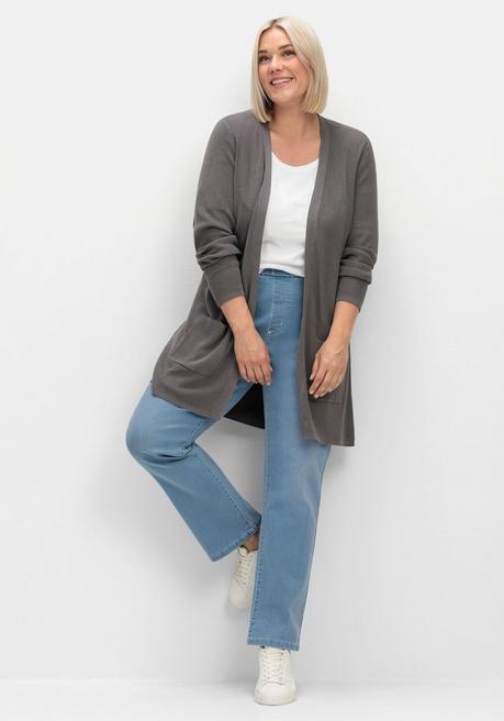 sheego Strickjacke in verschlussloser Form, mit Taschen - anthrazit sheego Lagerräumung