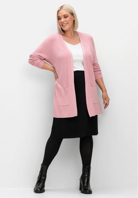 sheego Strickjacke in verschlussloser Form, mit Taschen - rosé sheego Heißer Verkauf