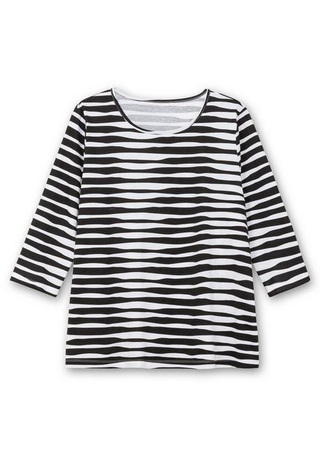 sheego Shirt mit welligen Streifen und 3/4-Ärmeln - schwarz gestreift sheego Neueste Mode