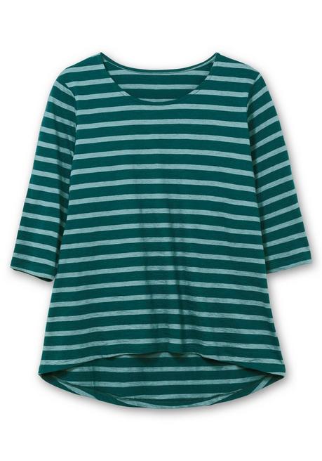 sheego Ringelshirt mit 3/4-Arm, hinten länger als vorn - tiefgrün gestreift sheego Exklusive Angebote
