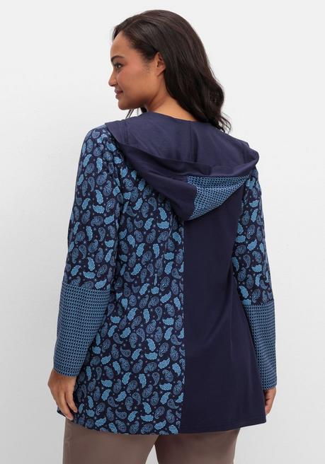 sheego Shirt mit Kapuze und Patchwork-Druck - marine gemustert sheego Blitzangebot