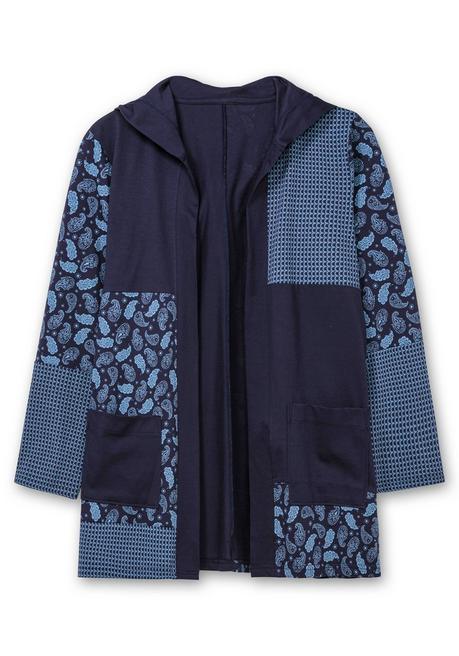 sheego Shirt mit Kapuze und Patchwork-Druck - marine gemustert sheego Blitzangebot