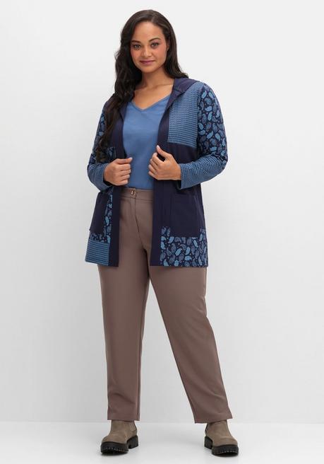 sheego Shirt mit Kapuze und Patchwork-Druck - marine gemustert sheego Blitzangebot