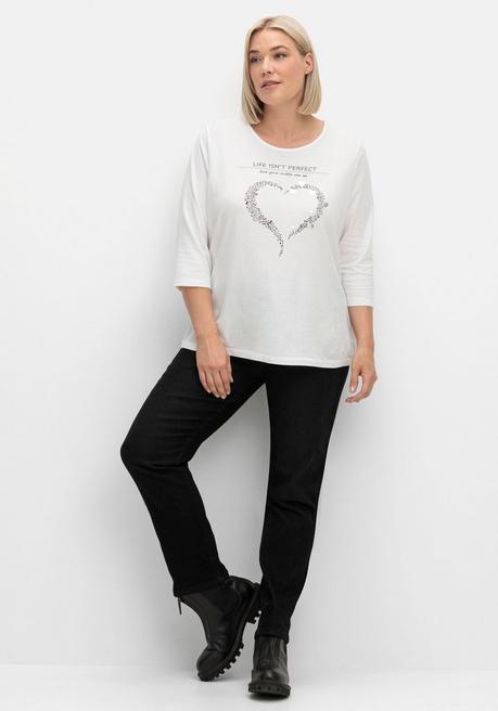 sheego Schmale Jeans mit Glitzer-Zierband am Bund - black Denim sheego Große Rabatte