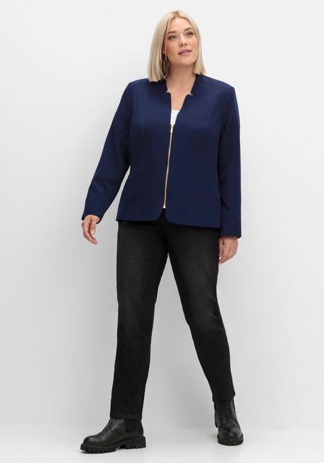 sheego Blazer mit Stehkragen und Kontrast-Zipper - marine sheego Saisonale Angebote