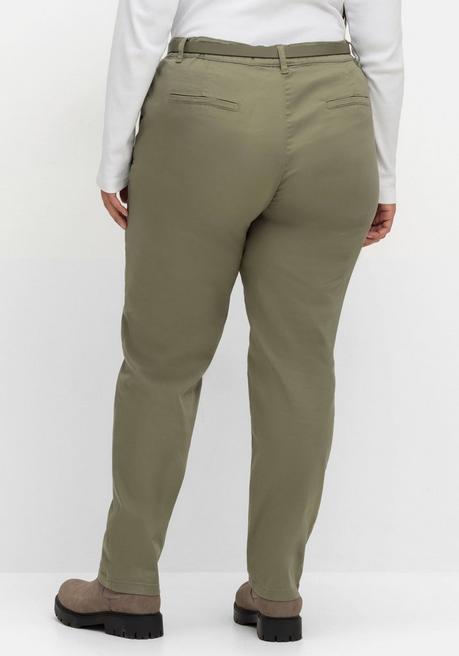 sheego Schmale Chinohose mit Gürtel - khaki sheego Riesige Ersparnisse