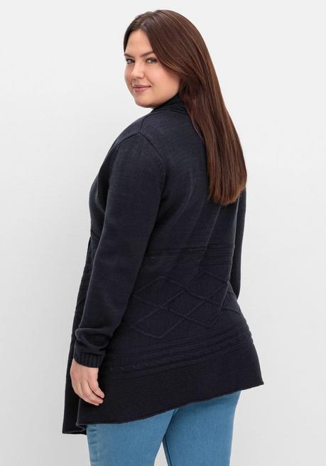sheego by Joe Browns Longstrickjacke mit Schalkragen und Zipfelsaum - tiefblau sheego VIP-Rabatte