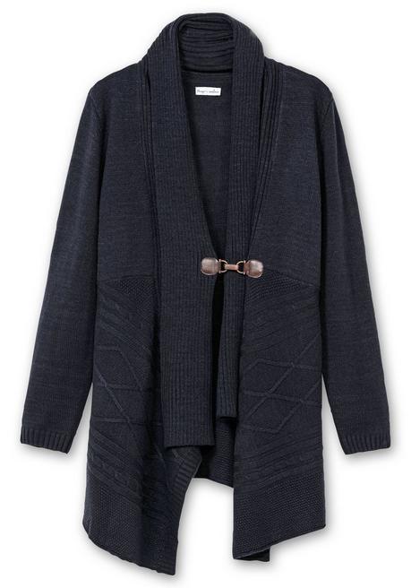 sheego by Joe Browns Longstrickjacke mit Schalkragen und Zipfelsaum - tiefblau sheego VIP-Rabatte