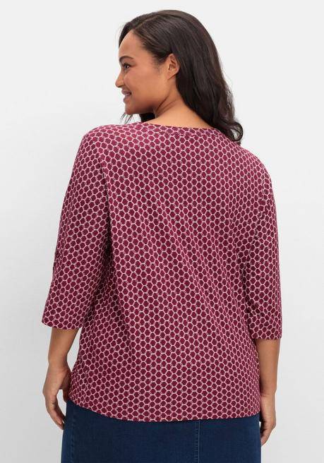 sheego Shirt mit 3/4-Ärmeln und Grafikprint - bordeaux bedruckt sheego Wochenangebot