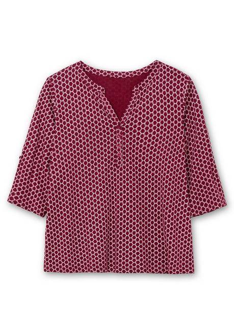sheego Shirt mit 3/4-Ärmeln und Grafikprint - bordeaux bedruckt sheego Wochenangebot