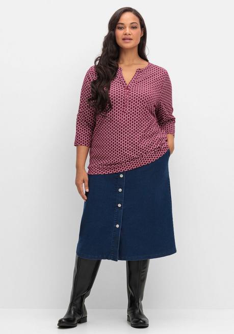 sheego Shirt mit 3/4-Ärmeln und Grafikprint - bordeaux bedruckt sheego Wochenangebot