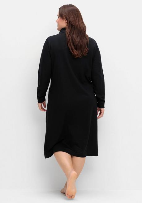 sheego Sweatkleid mit weitem Kragen und Seitentaschen - schwarz sheego Begrenzte Freigabe