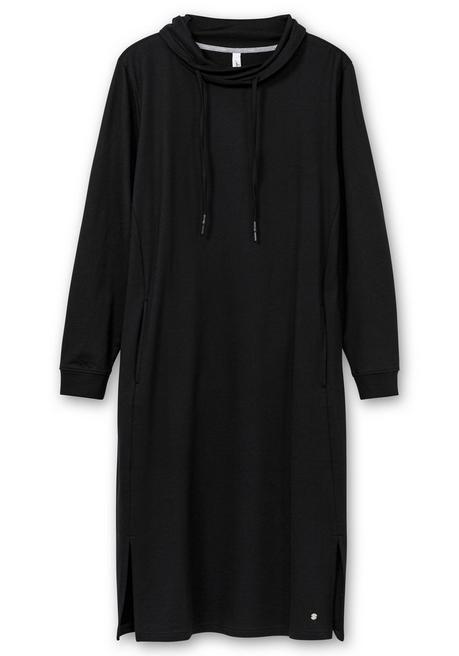 sheego Sweatkleid mit weitem Kragen und Seitentaschen - schwarz sheego Begrenzte Freigabe
