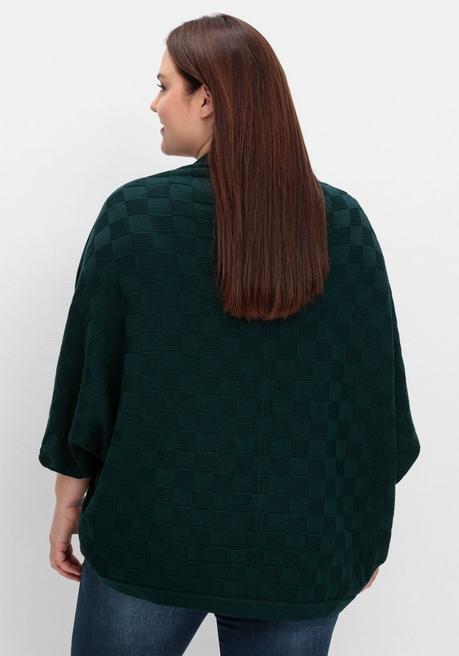 sheego Strickcape im tonigen Schachbrettmuster - tiefgrün sheego Letzte 3 Tage