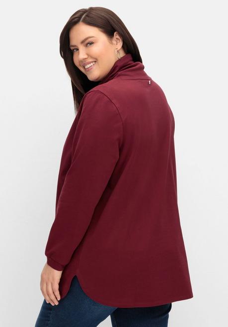 sheego Sweatshirt mit hohem Kragen und Tunnelzug - weinrot sheego Neueste Stile
