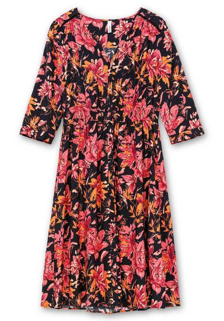 sheego Midikleid aus Crêpe, mit Blumendruck - schwarz gemustert sheego Letzte 2 Tage