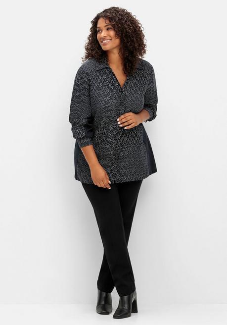 sheego Bluse mit Print und elastischen Einsätzen - schwarz gemustert sheego Zeitbegrenzte Promotion