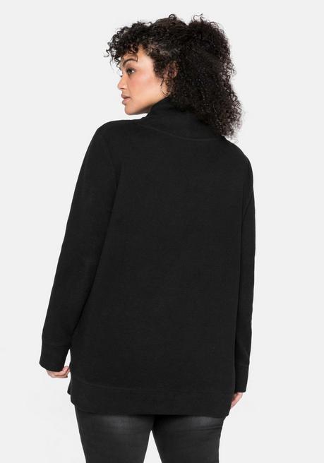 sheego Sweatshirt mit Stehkragen, in Waffelpiqué-Optik - schwarz sheego Nur für heute