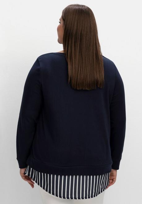 sheego 2-in-1-Langarmshirt mit Ansatz aus Blusenstoff - nachtblau sheego Sonderangebot der Fabrik