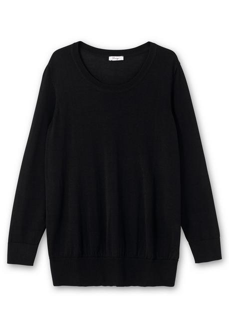 sheego Pullover aus leichtem Strick, mit Rundhalsausschnitt - schwarz sheego Discount Store für neue Produkte
