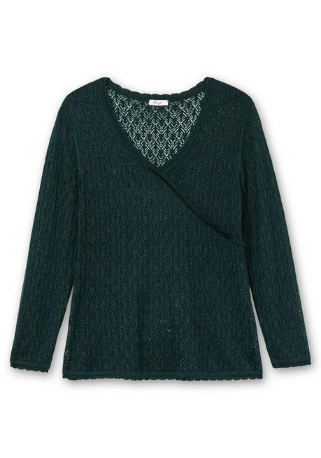 sheego Pullover aus Ajourstrick, in Wickeloptik - tiefgrün sheego Begrenzt auf 3 Tage