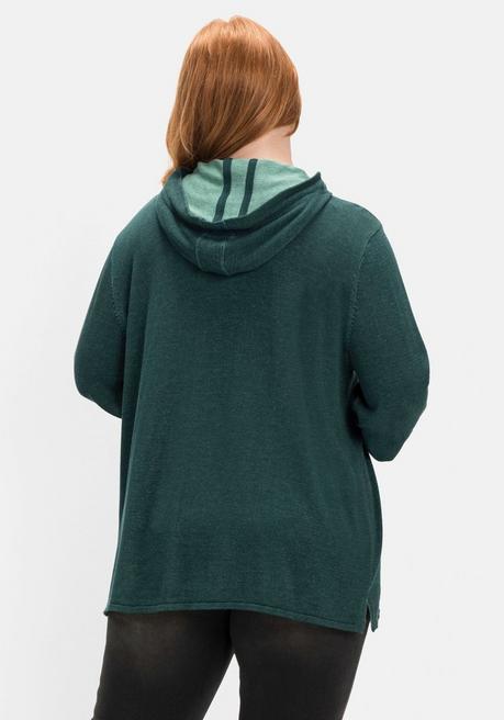sheego Pullover mit zweifarbiger Kapuze - tiefgrün sheego Black Friday Preise