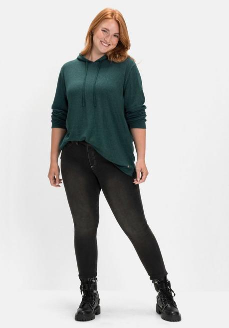 sheego Pullover mit zweifarbiger Kapuze - tiefgrün sheego Black Friday Preise