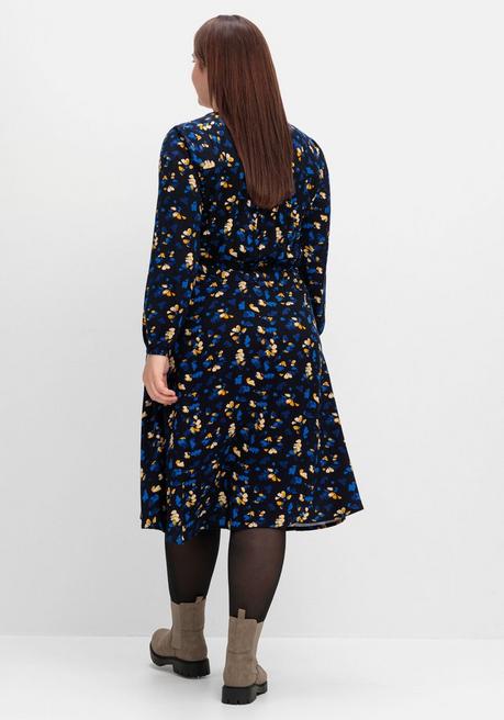 sheego Kleid mit Blumendruck, aus Viskose-Twill - tiefblau gemustert sheego zollfrei