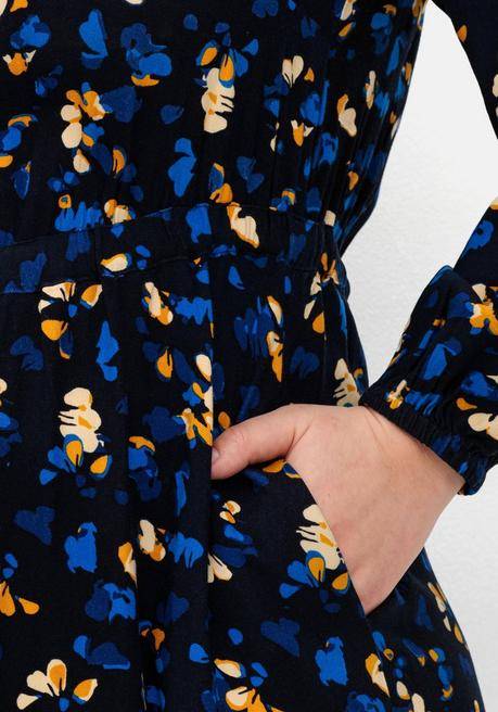 sheego Kleid mit Blumendruck, aus Viskose-Twill - tiefblau gemustert sheego zollfrei