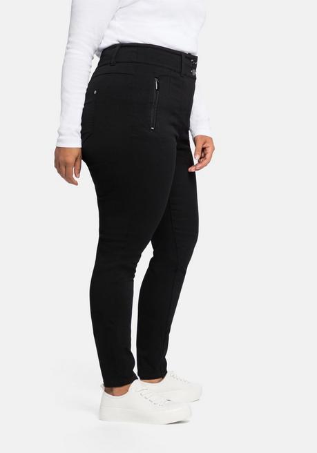 sheego Skinny Hose mit High-Waist-Bund, superelastisch - schwarz sheego 50% Rabatt für begrenzte Zeit