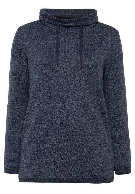 sheego Pullover mit weitem Kragen, in melierter Optik - nachtblau sheego Online