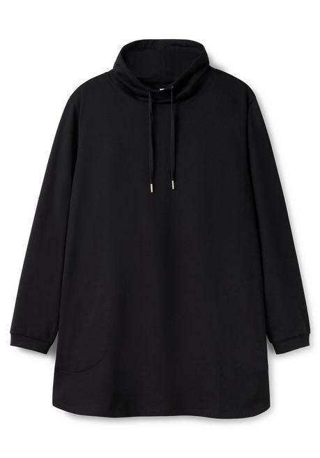 sheego Sweatshirt mit hohem Kragen und Tunnelzug - schwarz sheego Outlet