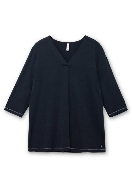 sheego 3/4-Arm-Shirt in leichter A-Linie, mit TENCEL™ Lyocell - tiefblau sheego Angebote