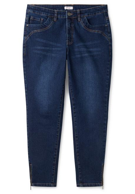 sheego Schmale Jeans mit Zippern am Saumabschluss - dark blue Denim sheego im Angebot